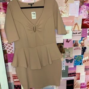 Plus size peplum nude dress (NEVER WORN) (TAGS ON)